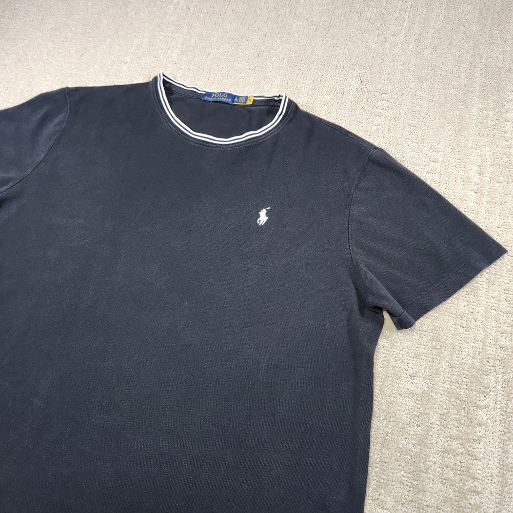 Polo Ralph Lauren Shirt Men XL Mesh Knit Cotton Tee Black White Pony Wealth